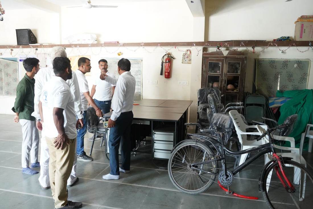 Foundation team setting up a new community office space