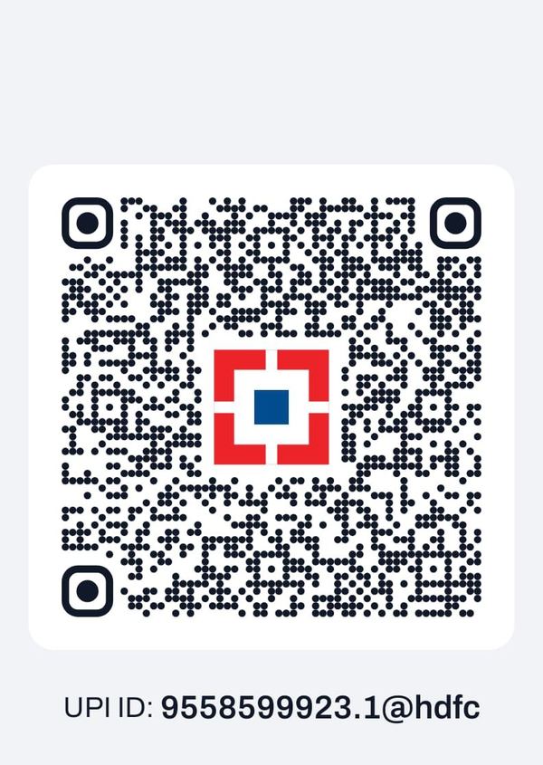 UPI QR code for donations — UPI ID 9558599923.1@hdfc